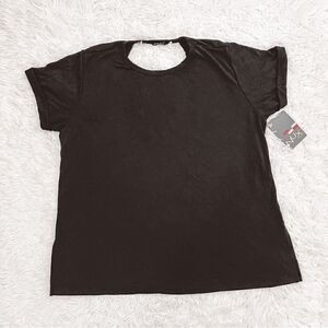 Nux Black Active Short Sleeve Cutout Back Athletic Exercise T-shirt SZ M BNWT